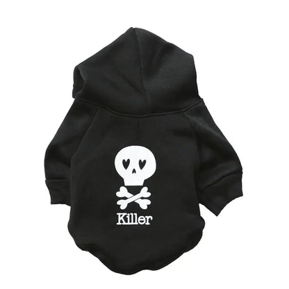 Black Skull Hooded Fleece Dog Costume for Halloween
