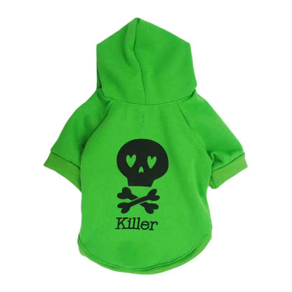 Black Skull Hooded Fleece Dog Costume for Halloween