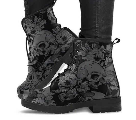 Custom Skull Print Women's Ankle Boots